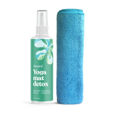 ASUTRA Yoga Mat Cleaner Spray - Energizing Peppermint, 4 fl oz - No Slippery Residue, Organic Essent...