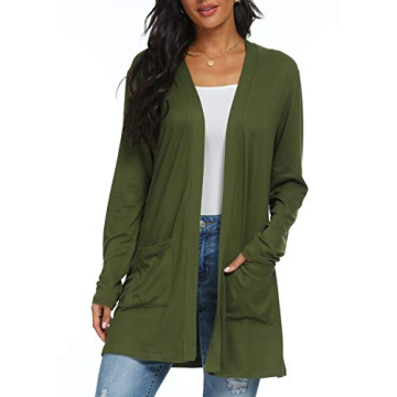 Stylish QIXING Women's Long Sleeve Cardigan with Pockets