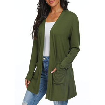 Stylish QIXING Women's Long Sleeve Cardigan with Pockets