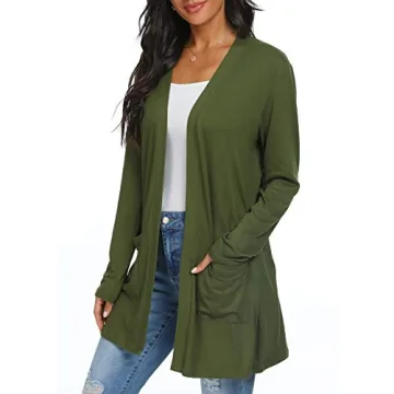 Stylish QIXING Women's Long Sleeve Cardigan with Pockets