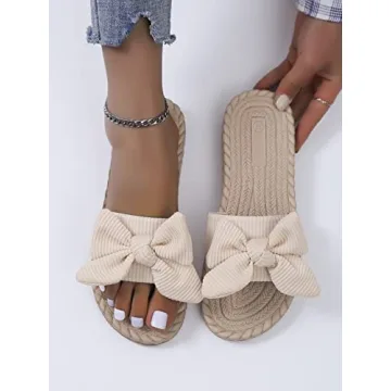 GORGLITTER Women's Bow Flat Sandals for Stylish Comfort