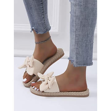GORGLITTER Women's Bow Flat Sandals for Stylish Comfort