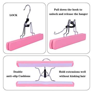 Hair Extension Holder Wig Storage Wig Wag Hair Extension Storage Wig Bags Storage Hair Extension Holder for Styling Wig Bags Storage with Hanger (3PCS/PINK)