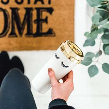 Stylish Eyelashes Travel Mug for On-the-Go Women