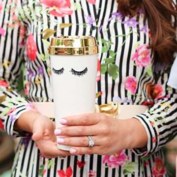 Stylish Eyelashes Travel Mug for On-the-Go Women