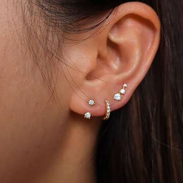 Gold Earrings for Women Trendy Jacket Studs Earrings Stack 14k Gold Plated Small Hoop Huggie Earring...