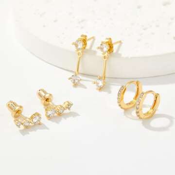 Trendy Gold Earrings Set for Everyday Chic Style