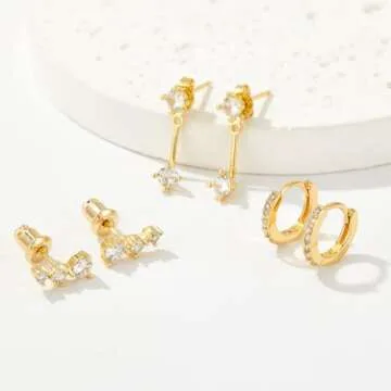 Trendy Gold Earrings Set for Everyday Chic Style