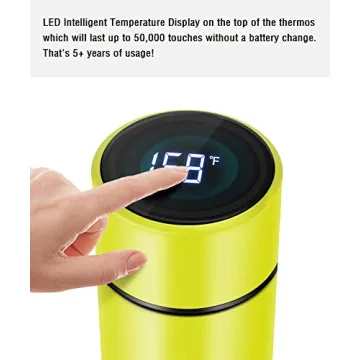 LED Temp Insulated Water Bottle - 16 oz (Yellow)