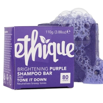 Ethique Tone It Down - Brightening Solid Sulfate Free Purple Shampoo Bar for Blonde and Silver Hair ...