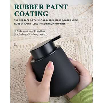 BosilunLife Black Soap Dispenser - Ceramic Hand Dish Soap Dispenser for Bathroom 12ounce Refillable ...