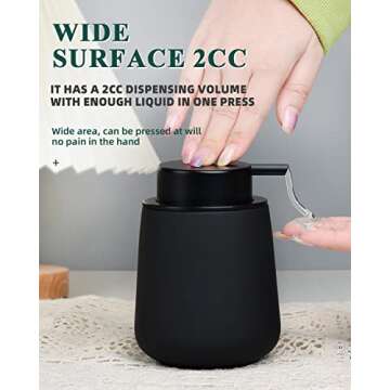 BosilunLife Black Soap Dispenser - Ceramic Hand Dish Soap Dispenser for Bathroom 12ounce Refillable Liquid Hand Soap Dispenser for Essential Oil, Lotion Dispenser with Pump (Rubber Paint)