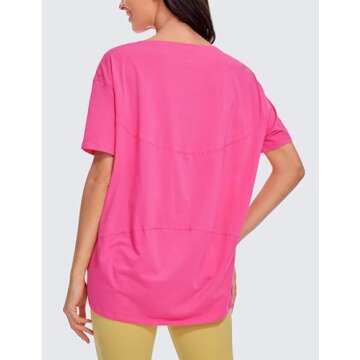 CRZ YOGA Women's Pima Cotton Short Sleeve Shirts Boat Neck Loose Fit Gym Workout T-Shirt Athletic Ca...
