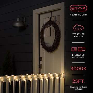UltraPro LED Rope Lights, 25ft Classic Clear Rope, Warm White Light 3000K, Indoor/Outdoor, Flexible,...