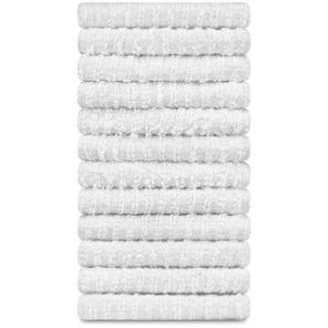 DecorRack 12 Pack 100% Cotton Kitchen Towels for Cleaning, 12 x 12 inch, Ultra Absorbent Bar Mops, Heavy Duty, Quick Dry, Machine Washable Dish Towels, Multi-Purpose Cleaning Supplies, White (12 Pack)