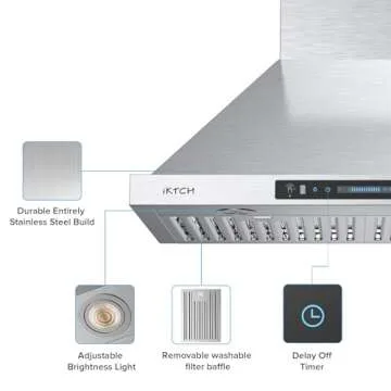 IKTCH 30 inch Range Hood with Gesture Control & 390 CFM