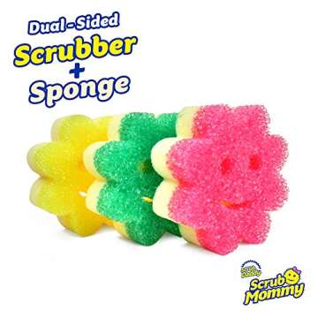 Scrub Daddy Sponge Set - Scrub Mommy Power Flower Dual- Sided Sponge and Scrubber - Non Scratch Spon...