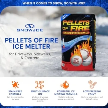 Snow Joe Pellets of Fire Ice Melter for Driveways, Sidewalks, & Concrete, 20 Pounds, Black
