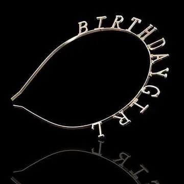 Elehere Birthday Girl Tiara Headband Headpiece Girls Party Hair Accessories, 0.6"*0.3" Letters (Allo...