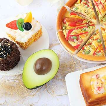 KABAKE 3pcs Artificial Avocados Prop Decor Fake Lifelike Plastic Green Avocado Fruit Vegetable Home Party Festival Decorations (3 Pcs Half Artificial Avocados)