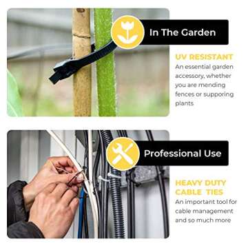 12 Inch Zip Ties Heavy Duty by Strong Ties - 150 Cable Ties Per Pack - Black Zip Ties 120lb Tensile Strength - All Weather UV Resistant, Indoor or Outdoor