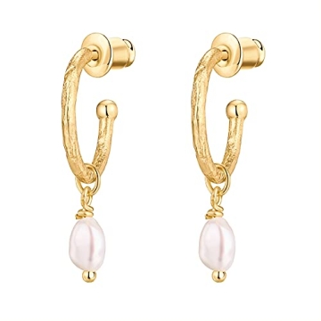 Chic PAVOI Gold Plated Mini Hoop Earrings with Pearl