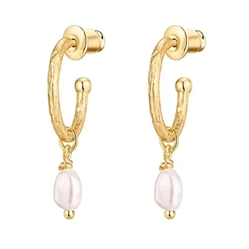 Chic PAVOI Gold Plated Mini Hoop Earrings with Pearl