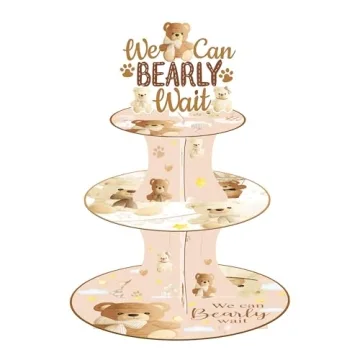 We Can Bearly Wait Cupcake Stand - Adorable 3 Tier Bear Theme Decoration for Events