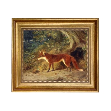 Schooner Bay Co. - Fox and Feathers 8 x 10” Oil Painting Print on Canvas Gold Frame Home Wall Art ...