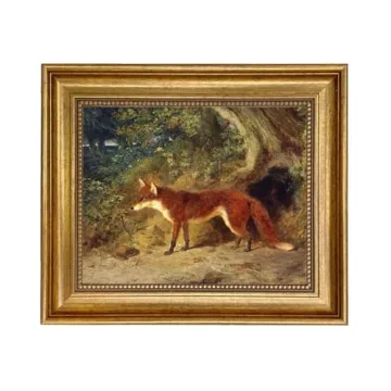 Schooner Bay Co. - Fox and Feathers 8 x 10” Oil Painting Print on Canvas Gold Frame Home Wall Art ...