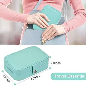 Chelory Small Jewelry Box for Earrings Rings Necklaces Bracelets, Double Layer Portable Jewelry Case Travel Jewelry Organizer for Women Girls, PU Leather Mini Jewelry Holder Storage Display, Green
