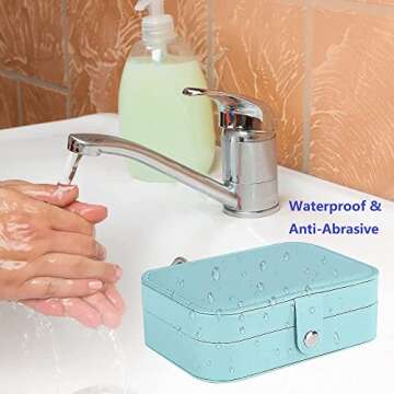 Chelory Small Jewelry Box for Earrings Rings Necklaces Bracelets, Double Layer Portable Jewelry Case Travel Jewelry Organizer for Women Girls, PU Leather Mini Jewelry Holder Storage Display, Green