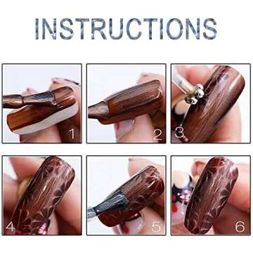 SILPECWEE 6Pcs Nail Art Magnetic Pen Set 3D Cat Eye Design Dual-Ended Magnet Wand Gel Nail Polish Magic Manicure DIY&Salon Tools