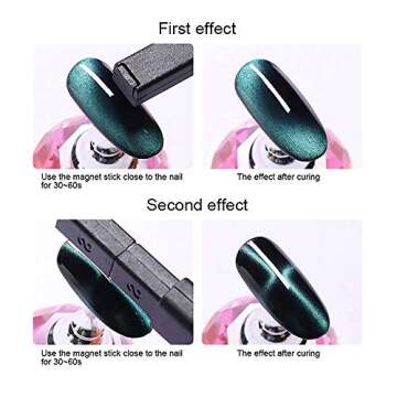 SILPECWEE 6Pcs Nail Art Magnetic Pen Set 3D Cat Eye Design Dual-Ended Magnet Wand Gel Nail Polish Magic Manicure DIY&Salon Tools