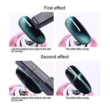 SILPECWEE 6Pcs Nail Art Magnetic Pen Set 3D Cat Eye Design Dual-Ended Magnet Wand Gel Nail Polish Magic Manicure DIY&Salon Tools