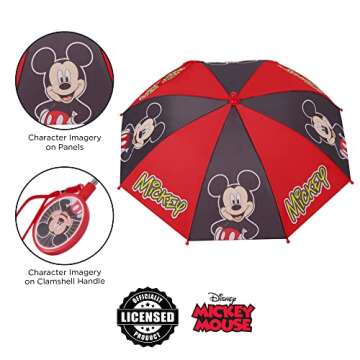 Disney Boys Umbrella and Poncho Raincoat Set, Mickey Mouse Kids Rain Wear For Toddler Ages 2-3