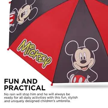 Disney Boys Umbrella and Poncho Raincoat Set, Mickey Mouse Kids Rain Wear For Toddler Ages 2-3