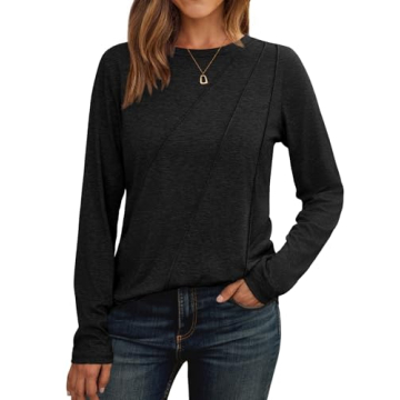 AUTOMET Women's Long Sleeve Shirts Casual Fall Fashion - Black S