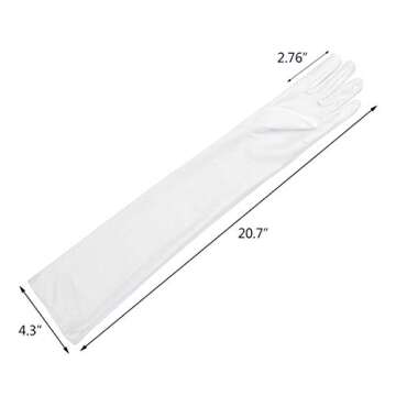 Wobe Long Satin Gloves - Stretchy Adult Size 20.7" Elbow Length - Classic Sun Protection Wedding & Etiquette Gloves for Women & Girls - White