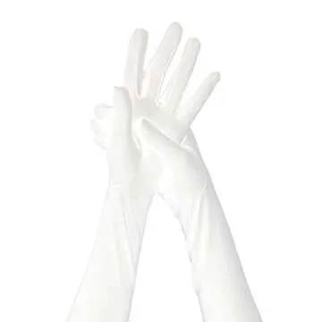 Wobe Long Satin Gloves - Stretchy Adult Size 20.7" Elbow Length - Classic Sun Protection Wedding & Etiquette Gloves for Women & Girls - White