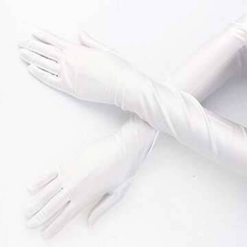 Wobe Long Satin Gloves - Stretchy Adult Size 20.7" Elbow Length - Classic Sun Protection Wedding & Etiquette Gloves for Women & Girls - White