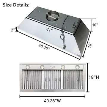 SINDA 42 Inch Built-in Range Hood - 1150 CFM, Quiet & Efficient