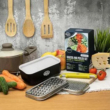 Cheese Grater & Peeler Set with Container for Quick Meal Prep