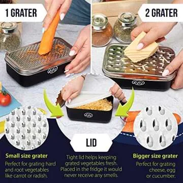 Cheese Grater & Peeler Set with Container for Quick Meal Prep