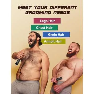 Body Hair Trimmer for Men, Manscape Electric Shaver, Nose/Ear Hair Clipper, Replaceable Ceramic Blad...