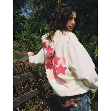 Aelfric Eden Pink Star Print Oversized Hoodie Unisex Trendy