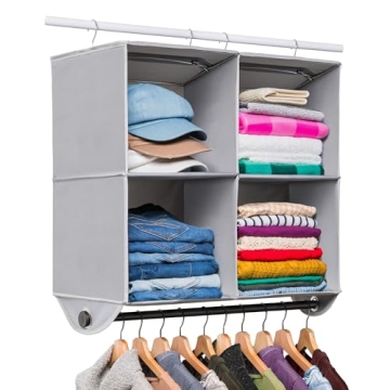 Hold N' Storage - 4 Shelf Hanging Closet Organizer - Perfect for College Dorms