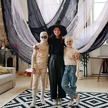 Watayo 8 Pack Halloween Creepy Cloth-72 x 30 Inch Scary Spooky Cloth Creepy Gauze-Halloween Stretch Spider Web Weave Creepy Cloth Fabric Scary Spooky for Halloween Party Decoration