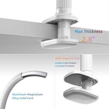 wigmoa K-MT【38.7inch/98cm】 Tablet Phone Holder Table Desk Gooseneck Mount, Mount Holder Clip with Grip Flexible Long Arm Compatible for ipad iPhone/Switch/Samsung Tabs/Kindle Fire HD K-MT (White)