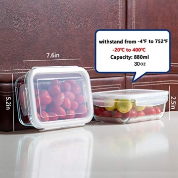 Bayco 8 Pack Glass Food Storage Containers - Airtight & BPA-Free
